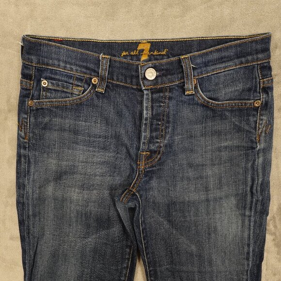 7 for all mankind jeans mid rise bootcut women's 27 blue denim - Picture 2 of 15